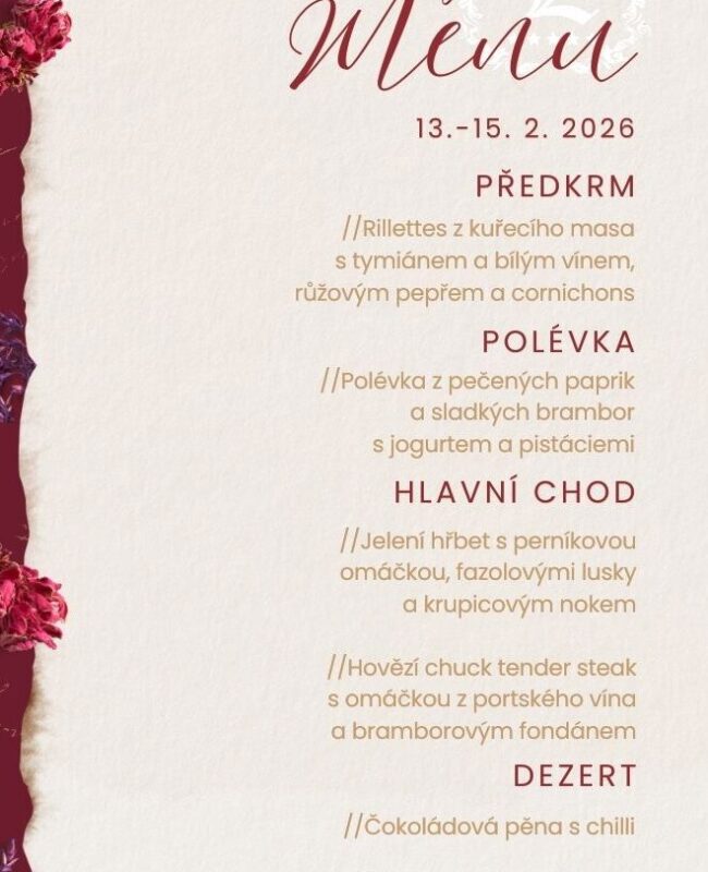 Valentýn menu